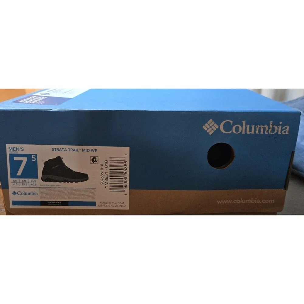 Mens Columbia STRATA‎ TRAIL MID WP Size 7.5 Black Owl